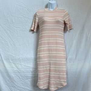 Pink Rose Cream, pink Light weight ribbed dress striped pink & cream Size M